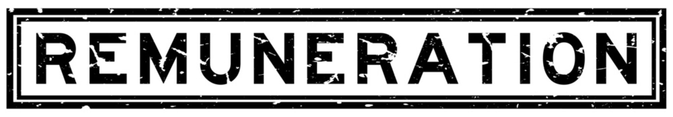 Grunge black remuneration word square rubber seal stamp on white background