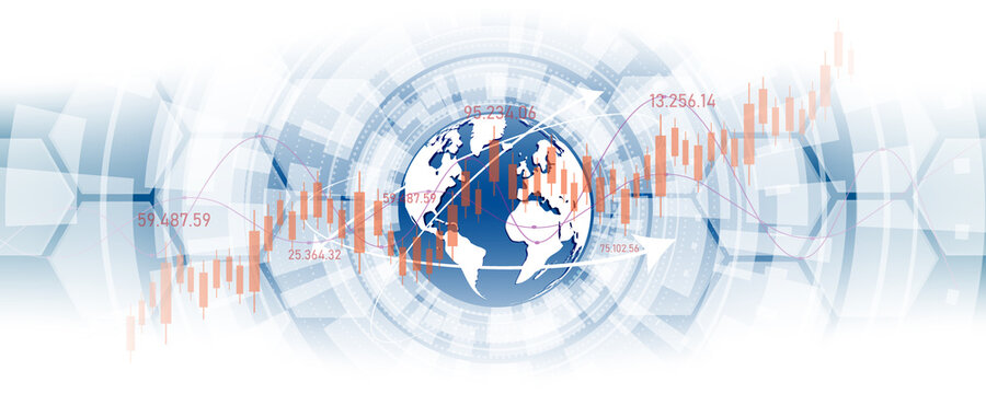 world concept background image of global stock market finance on white background
