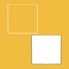 Pizza box line mockup. Vector illustration. Empty cardboard container template.
