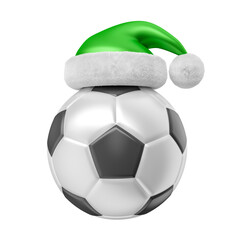 Christmas hat green with soccer ball in 3d render