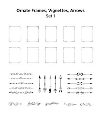 Set of ornate frames, dividers, and arrows