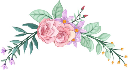 pink floral bouquet with watercolor
