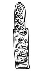 Hand drawn baguette in package