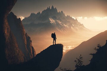 Digital illustration about climber on the mountain.