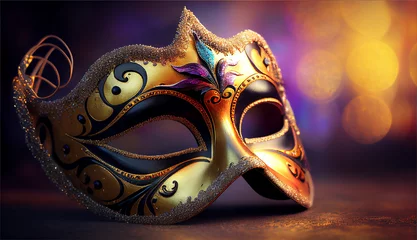 Gardinen golden venetian mask, generative AI © viperagp