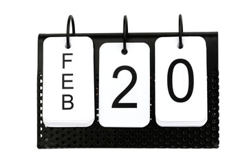 20th of February - date on the metal calendar