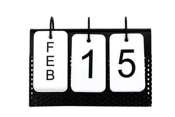15th of February - date on the metal calendar