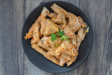 Lahana Sarma, Turkish traditional food,a boiled cabbage leaf that is formed into a roll with a stuffing of rice