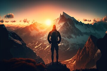 Obraz premium Digital illustration about climber on the mountain.