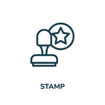 Rubber Stamp icon. Stamp paper line version, outline vector 