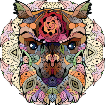 Zentangle stylized head alpaca. Hand drawn decorative vector illustration on mandala