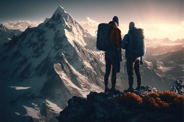 Obraz premium Digital illustration about climber on the mountain.