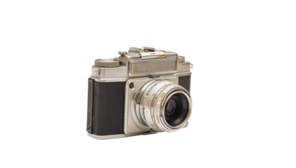 Vintage Metal camera isolated on transparent no background png