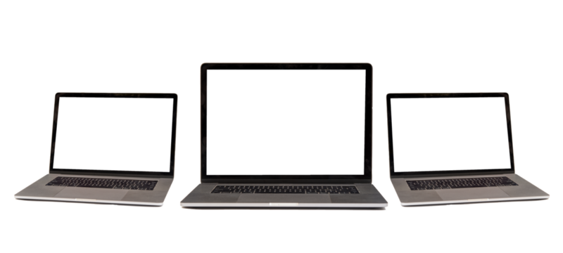 Modern laptop with no background transparent screens