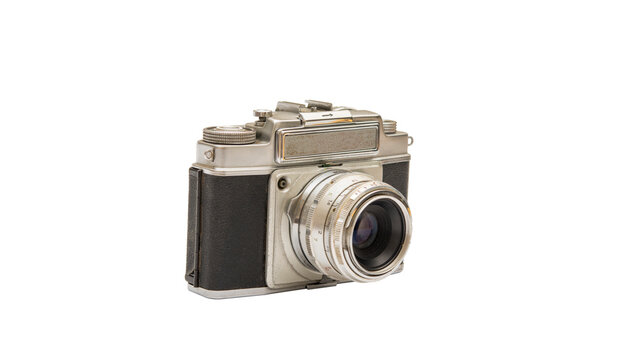 Vintage Metal camera isolated on transparent no background png
