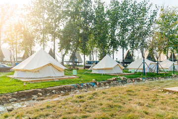 The many tents at the campsite