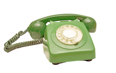 Vintage telephone green color isolated on transparent no background PNG for your next mockup