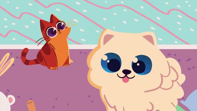 cat and dog animals animation
