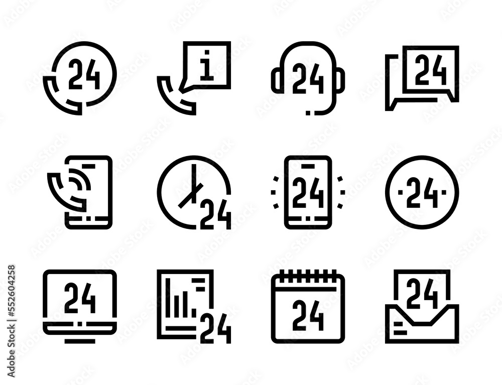 Aufkleber support service and online assistance line vector icons. customer help line and call center editable
