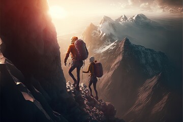 Fototapeta premium Digital illustration about climber on the mountain.