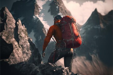 Fototapeta premium Digital illustration about climber on the mountain.