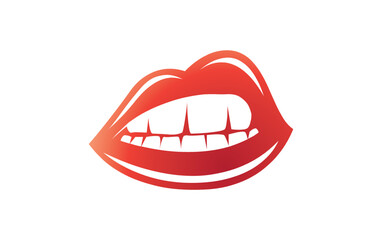 Sexy hot lips bite sign vector. Sexy lips icon and symbol design vector