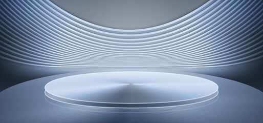 3D rendering of metallic silver texture shows the exhibition's future spatial background