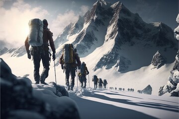 Digital illustration about climber on the mountain.