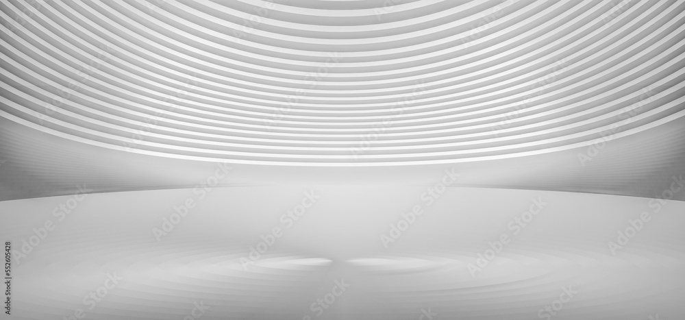 Poster 3d rendering of white curved stage display platform futuristic spatial background