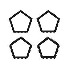 Zigzag Edge Hollow Pentagon Stroke Shapes