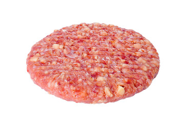 Raw burger meat isolated on transparent background with PNG.