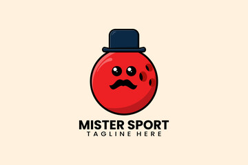 Flat modern template mister bowling ball logo concept vector illustration