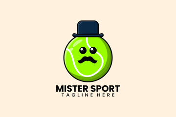 Flat modern template mister tennis field logo concept vector illustration