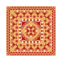 ornamental round ornament Geometric border ethnic oriental seamless with yellow-merun brown embroidery style. 