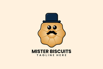 Flat modern template mister biscuits logo concept vector illustration