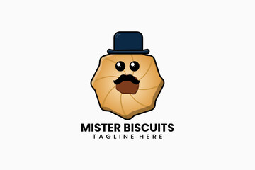 Flat modern template mister biscuits logo concept vector illustration