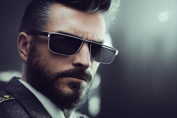 Fototapeta premium Portrait of a stern private security warden in sunglasses 