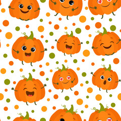seamless pattern with pumpkins.Vector illustration
