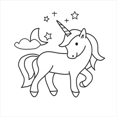 Cartoon Coloring Page - cute unicorn with wings