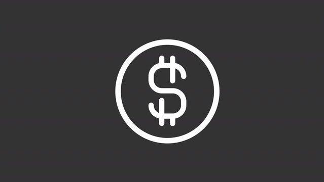 Animated cent white line ui icon. Payment. Banking and finance. Seamless loop HD video with alpha channel on transparent background. Isolated user interface symbol motion graphic design for night mode