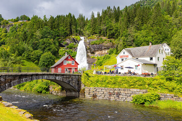Huge bubbling Steinsdalsfossen