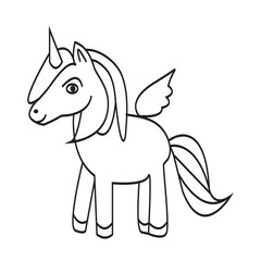 Cartoon Coloring Page - cute unicorn with wings