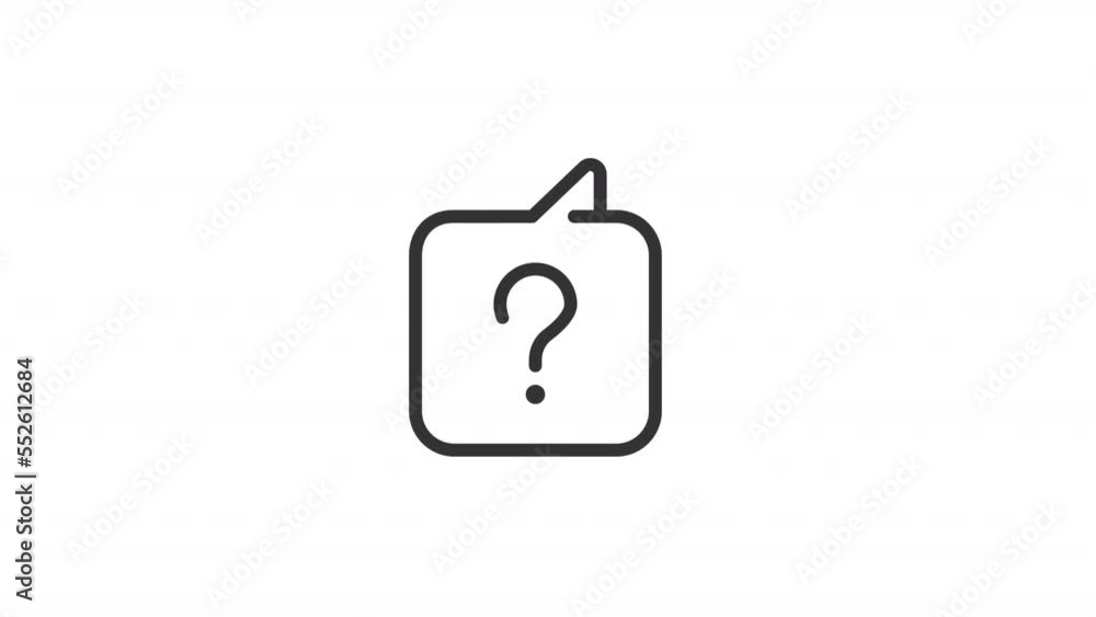 Poster animated request linear icon. speech balloon with question mark. demanding answer. response. seamles