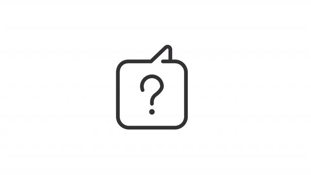Animated request linear icon. Speech balloon with question mark. Demanding answer. Response. Seamless loop HD video with alpha channel on transparent background. Outline motion graphic animation