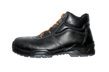 Working leather shoes on white background.New military boots on a white background.