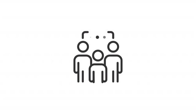Animated group-think linear icon. Common misconception. Team setting. Consensus decision making. Seamless loop HD video with alpha channel on transparent background. Outline motion graphic animation