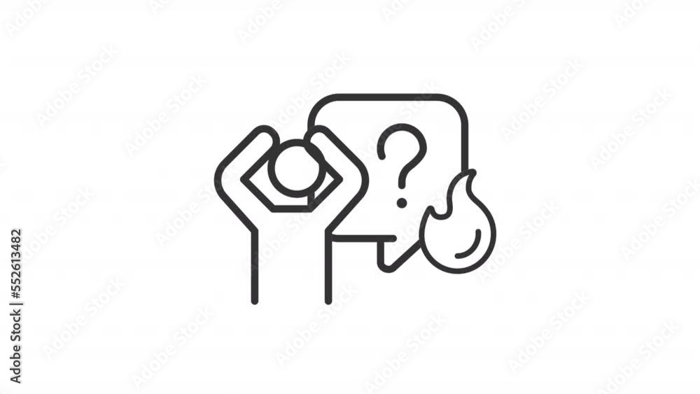 Aufkleber animated astonishment linear icon. puzzle over urgent matter. fear of uncertainty and unknown. seaml