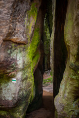 narrow trails and hikes between the natural stone columns of the Adrspash rocks