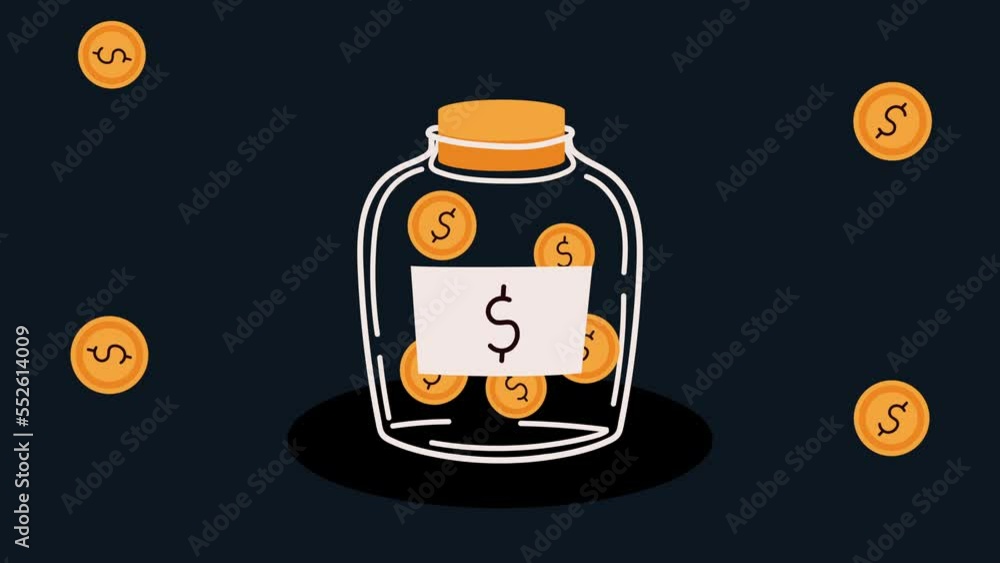 Canvas Prints coins money in mason jar financial animation