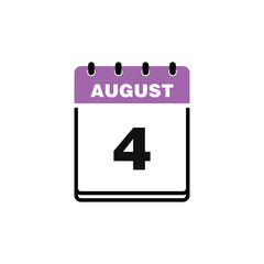 August Calendar Icon Vector Template